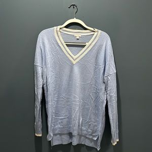 GAP • Preppy V-Neck Sweater • Powder Blue with White Collar • Large